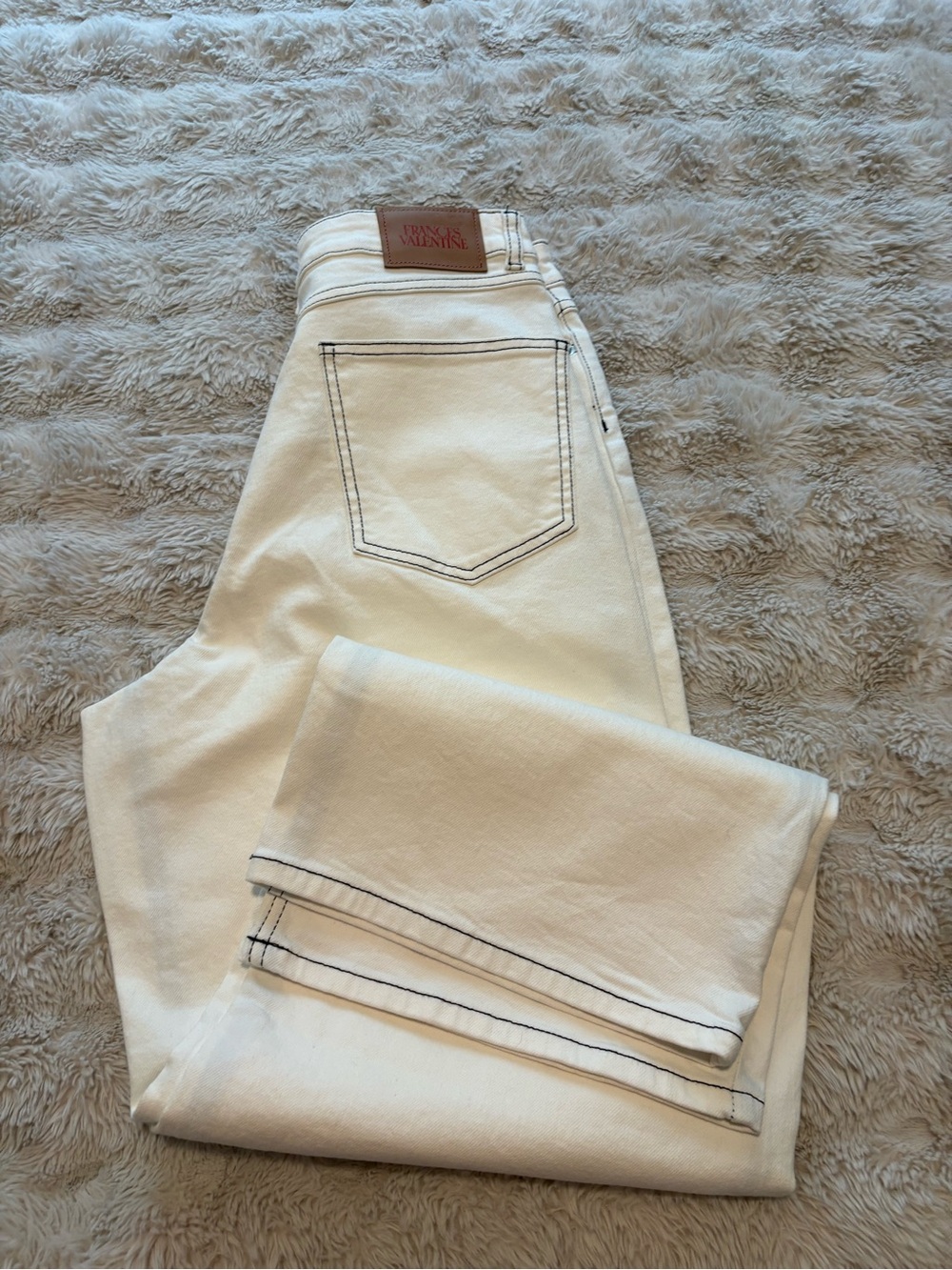 Frances Valentine Ace Wide-Leg High-Rise Women’s Jeans - Cream Size 12 - Picture 8 of 16